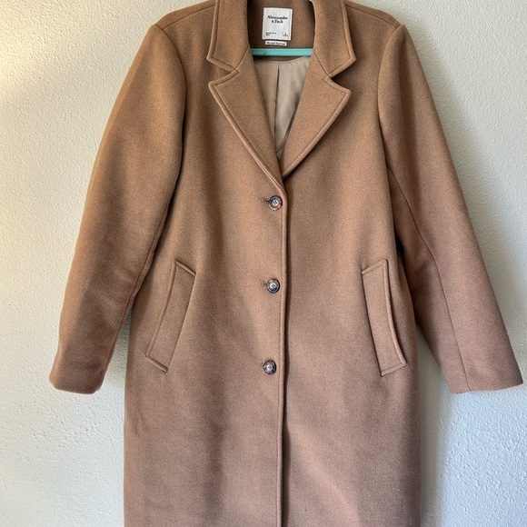 Abercrombie & Fitch Jackets & Blazers - Abercrombie Women's Camel Wool-Blend Dad Coat